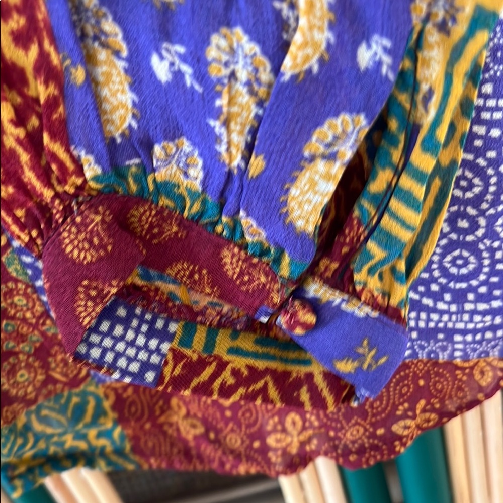 Zara Multicolor Patchwork Button Down Shirt - image 7